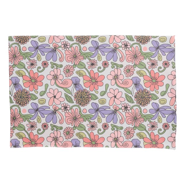 Housse D'oreillers Motif Floral Rétro sans joint Boho (devant)