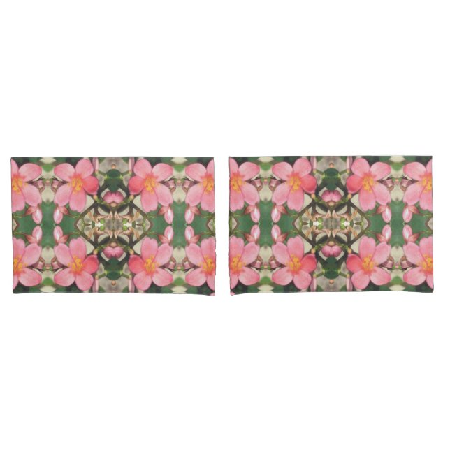 Housse D'oreillers Motif floral rose (devant-Set)