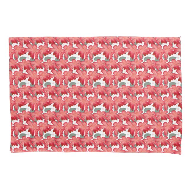 Housse D'oreillers Motif floral rouge sans couture, répétition de fle (devant)