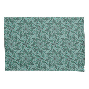 Housse D'oreillers Motif floral sarcelle élégant avec mandala de feui