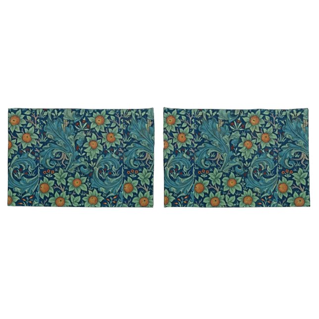 Housse D'oreillers Motif floral William Morris Rouge Jaune bleu vert (Dos-Set)