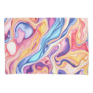 Housse D'oreillers Motif fluide Abstrait à balayage coloré