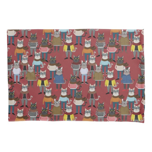 Housse D'oreillers Motif frais de chat de hippie (devant-gauche)