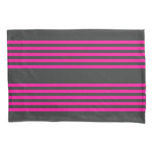 Housse D'oreillers Motif Fuchsia et charbon de bois cinq bandes