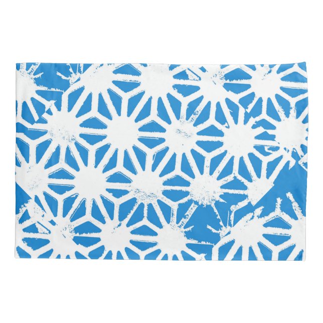 Housse D'oreillers Motif géométrique bleu (Dos)