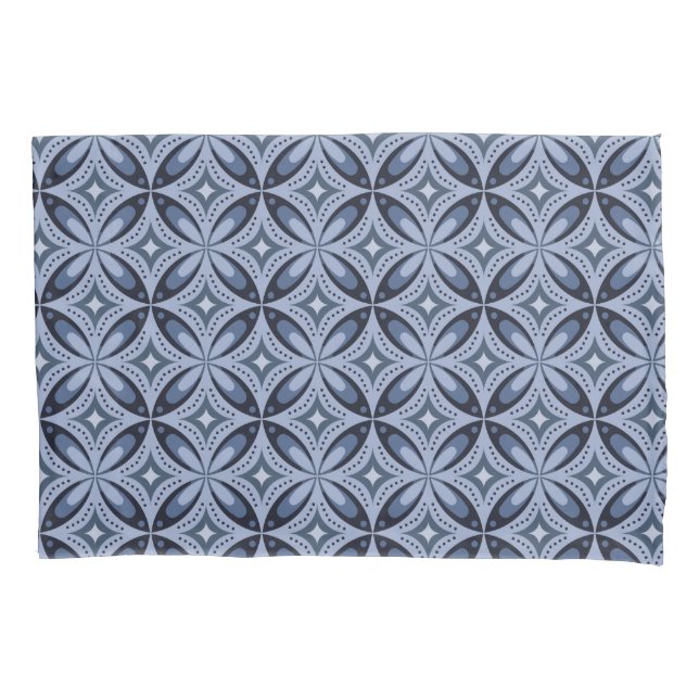 Housse D'oreillers Motif géométrique bleu de style rétro (devant)