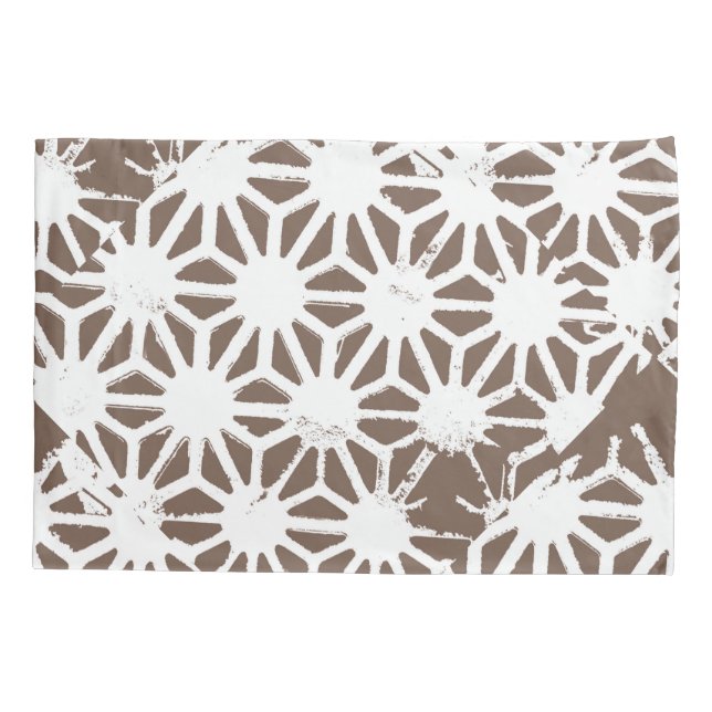 Housse D'oreillers motif géométrique Brown et blanc (Dos)