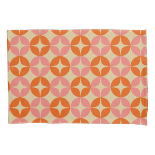Housse D'oreillers Motif géométrique Mod Rose orange Mid Century