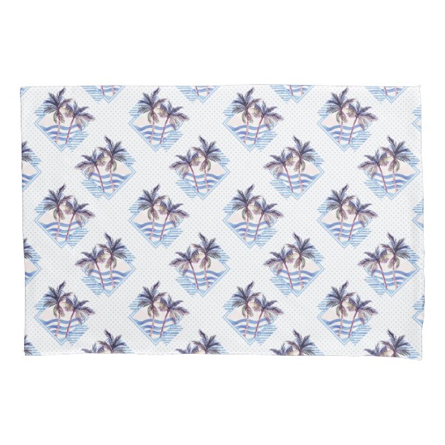 Housse D'oreillers Motif géométrique pourpre de palmier d'aquarelle (devant-gauche)