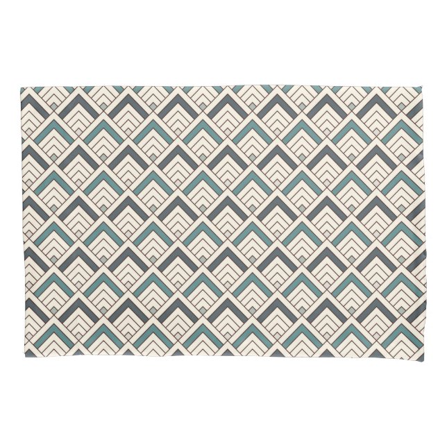 Housse D'oreillers Motif géométrique turquoise (devant-gauche)