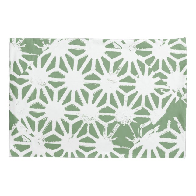 Housse D'oreillers Motif géométrique vert et blanc olive (Dos)