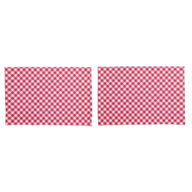 Housse D'oreillers Motif Gingham Rouge et Blanc Classique Rustique (devant-Set)