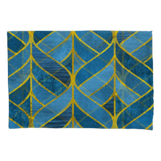 Housse D'oreillers Motif Gold Blue Grunge