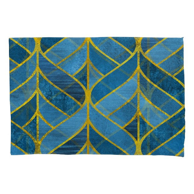 Housse D'oreillers Motif Gold Blue Grunge (devant)