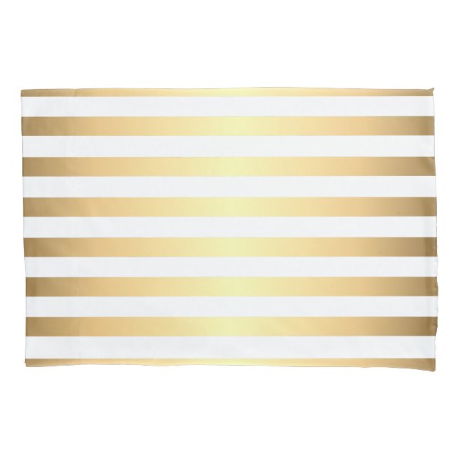 Housse D'oreillers Motif Gold White Stripes (devant)