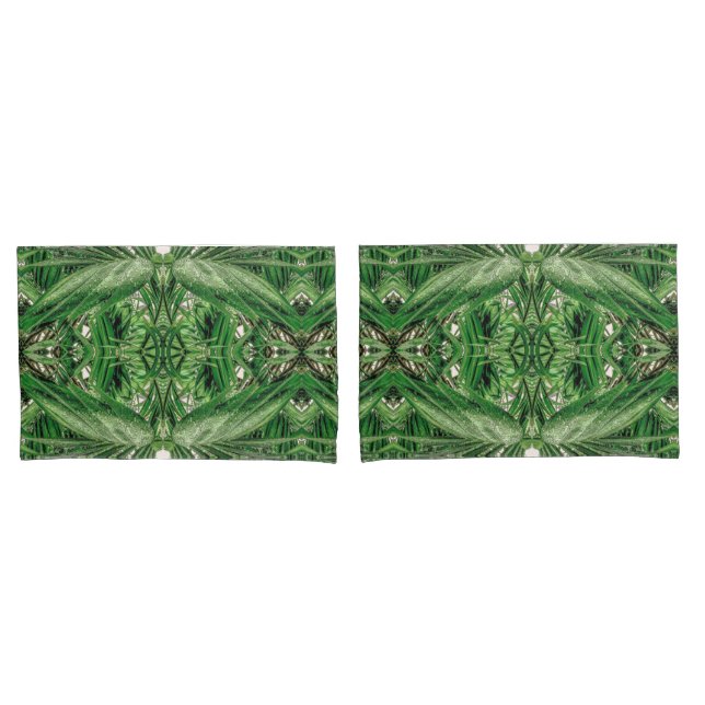 Housse D'oreillers Motif Greens et Raindrops (devant-Set)