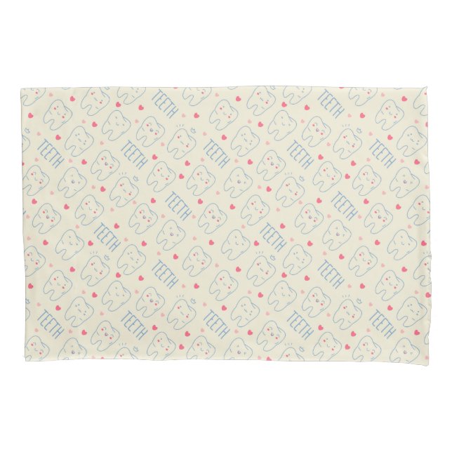 Housse D'oreillers Motif heureux en pastel de dents (devant-gauche)