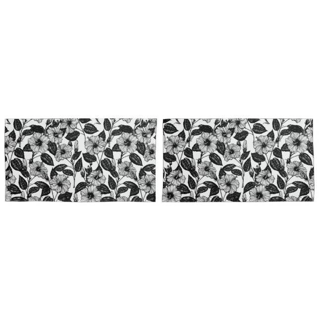 Housse D'oreillers Motif Hibiscus (devant-Set)