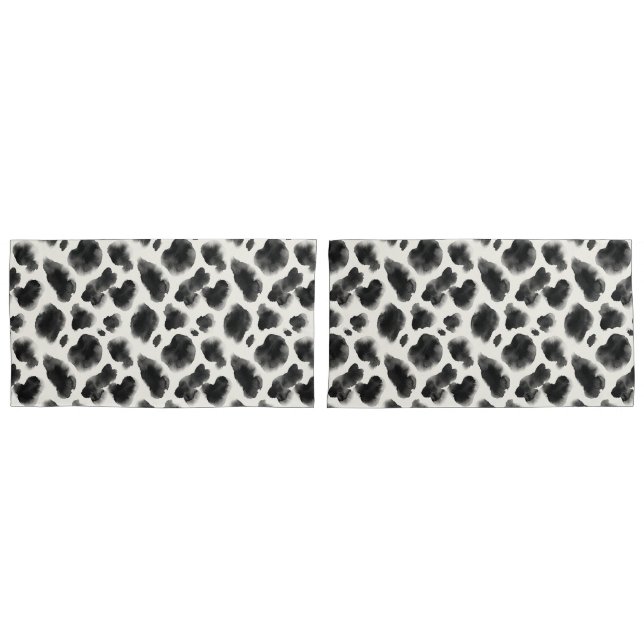Housse D'oreillers Motif imprimé vache noir et blanc (devant-Set)