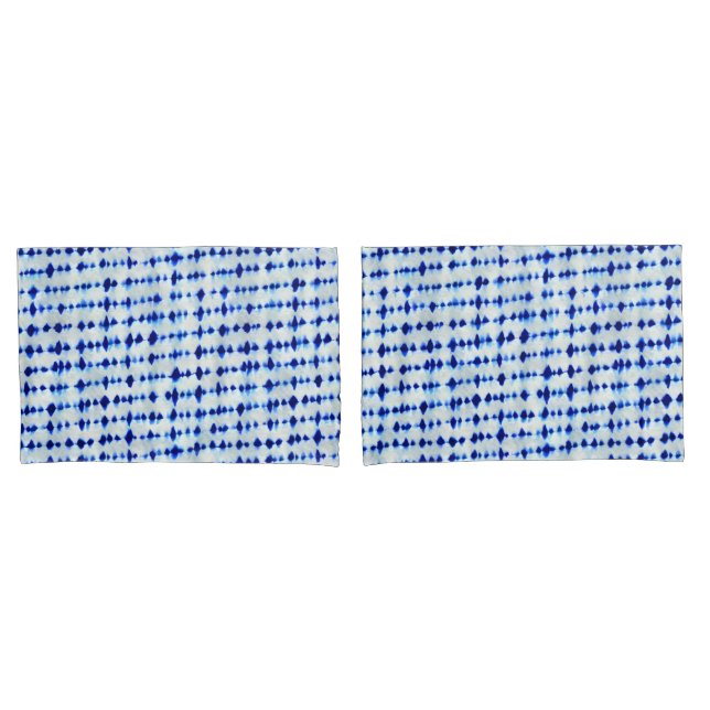Housse D'oreillers Motif Indigo Blue Shibori (devant-Set)