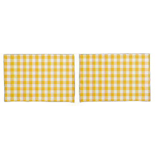 Housse D'oreillers Motif jaune de contrôle de guingan