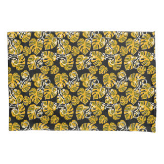 Housse D'oreillers Motif jaune et noir - Geckos et feuilles