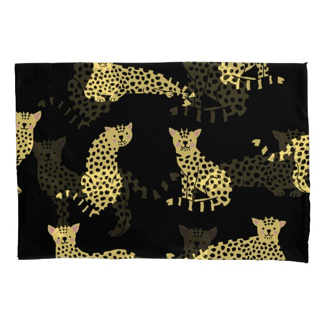 Housse D'oreillers Motif léopard : Arrière - plan noir Cheetah (devant)
