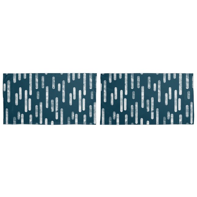 Housse D'oreillers Motif Lignes arrondies | Bleu foncé/Vert/Blanc (devant-Set)
