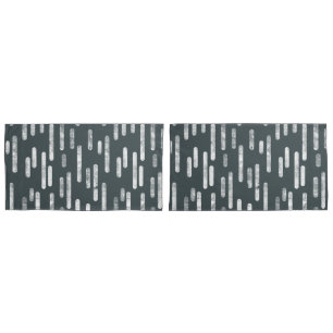 Housse D'oreillers Motif Lignes arrondies Gris foncé vert/blanc