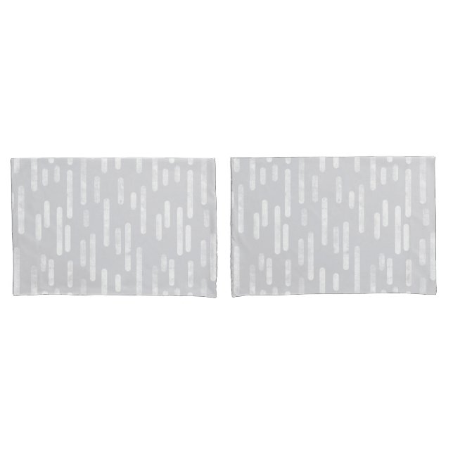 Housse D'oreillers Motif Lignes arrondies | Gris pâle et blanc (devant-Set)
