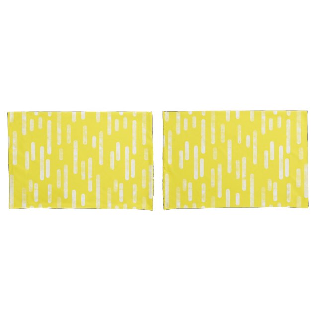 Housse D'oreillers Motif Lignes arrondies | Jaune clair + Blanc (devant-Set)