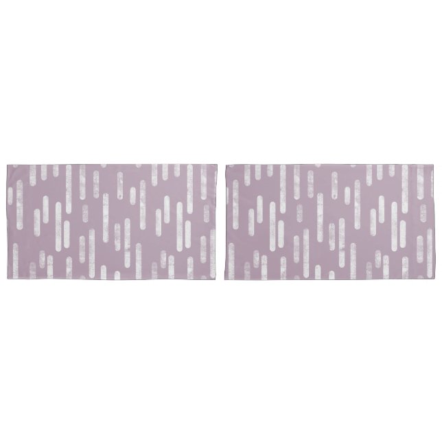 Housse D'oreillers Motif Lignes arrondies | Mauve et blanc (devant-Set)