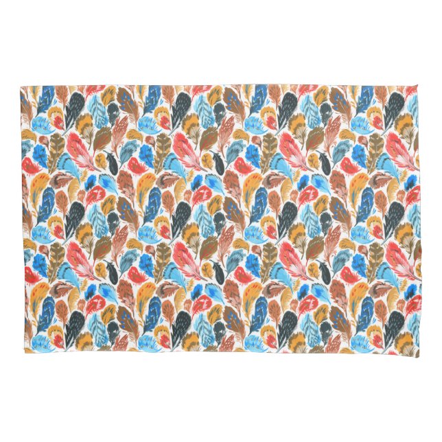 Housse D'oreillers Motif lumineux avec plumes d'oiseaux (devant)