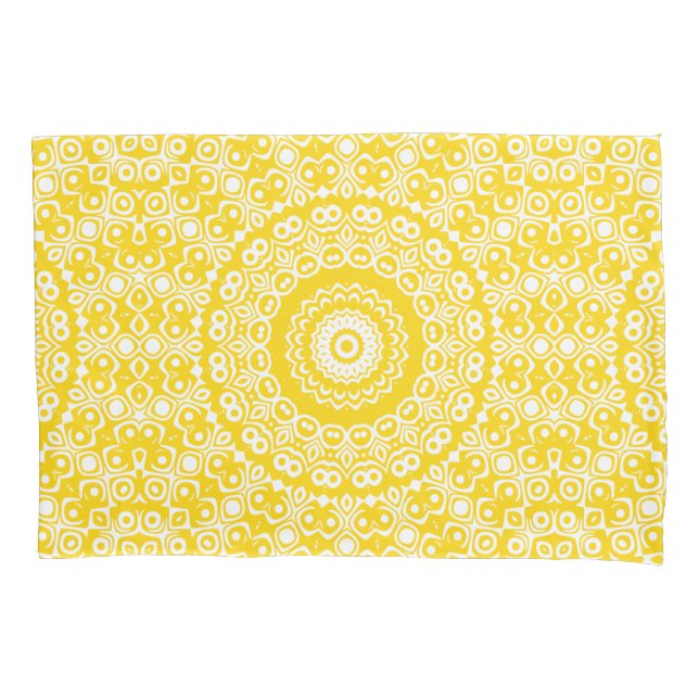 Housse D'oreillers Motif Mandala Jaune Doré (devant-gauche)
