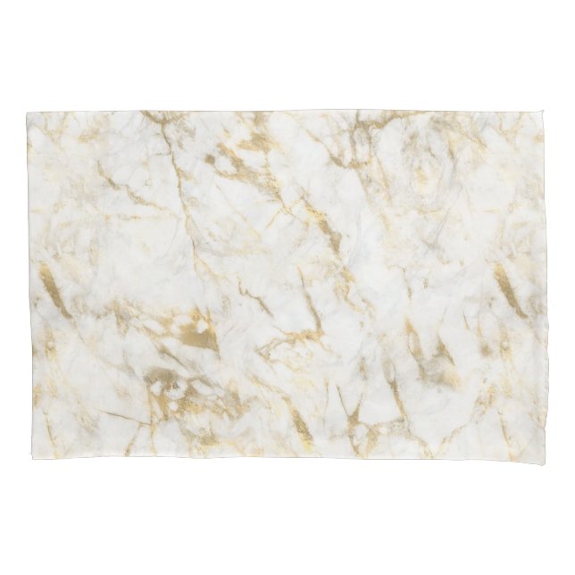 Housse D'oreillers Motif Marbre Blanc Or Luxe (devant)