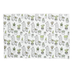 Housse D'oreillers Motif mignon d'alpaga et de cactus