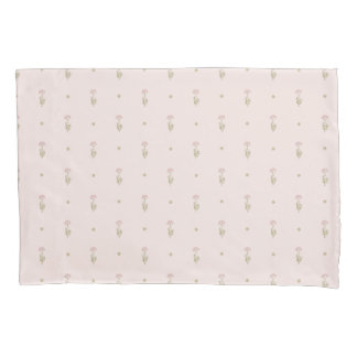 Housse D'oreillers Motif minimaliste de fleurs sauvages avec des poin