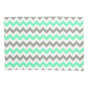 Housse D'oreillers Motif moderne Green Grey Chevron