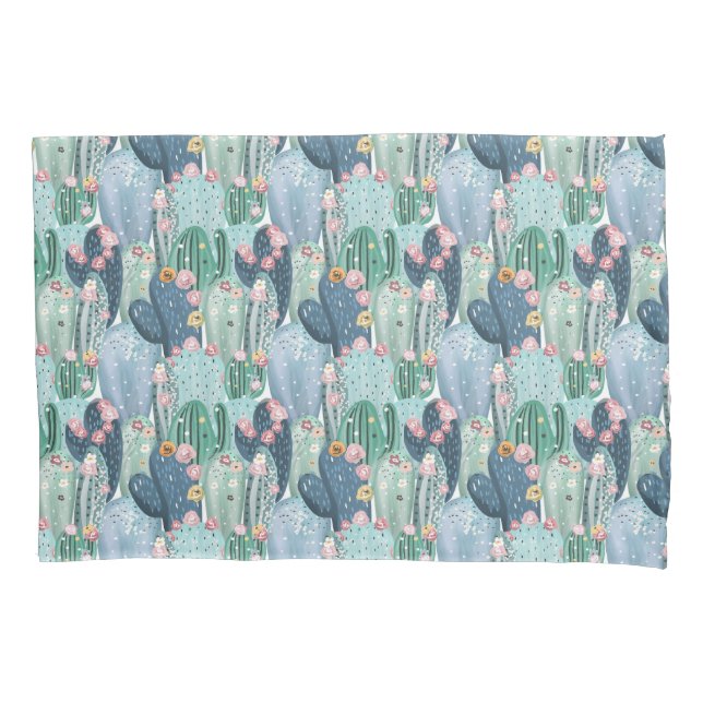 Housse D'oreillers Motif mou de cactus du monogramme | Patel (devant-gauche)