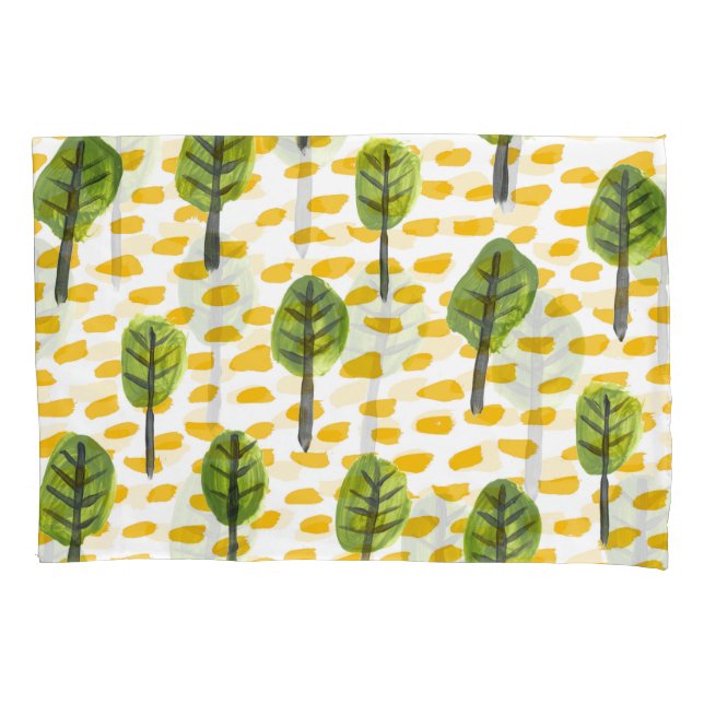 Housse D'oreillers Motif Naïve Green Black Tree (devant)