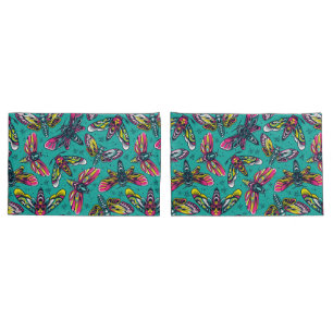 Housse D'oreillers Motif Neon Moth