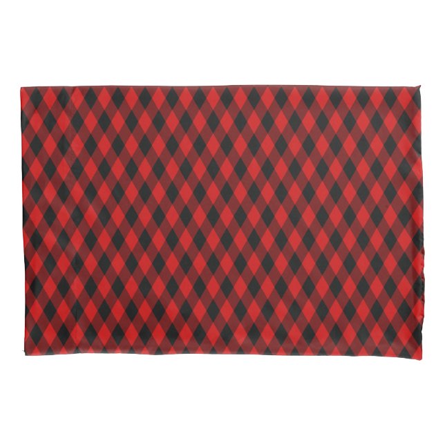 Housse D'oreillers Motif noir et diamant rouge classique (devant)