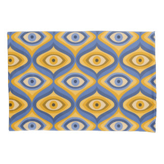 Housse D'oreillers Motif oculaire psychédélique indigo bleu jaune