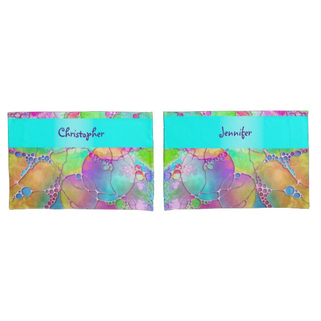 Housse D'oreillers Motif Peint À La Main Et Numériquement Art 41 (devant-Set)