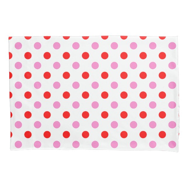 Housse D'oreillers Motif Points Blancs Rouge et Rose  (devant)