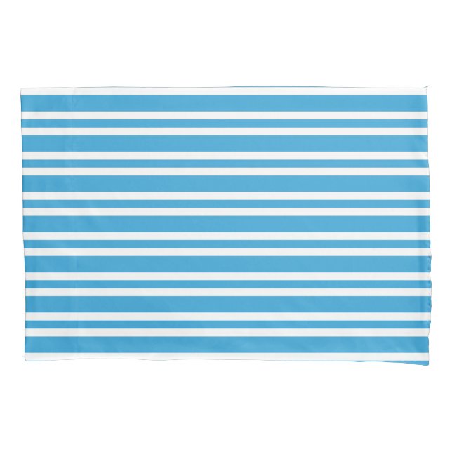 Housse D'oreillers Motif Rayures Bleu Blanc (devant-gauche)