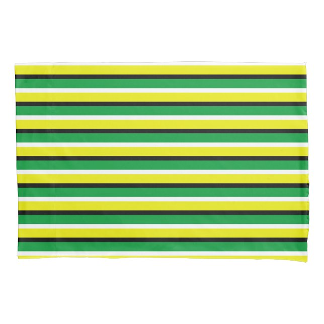 Housse D'oreillers Motif rayures vert jaune (devant)