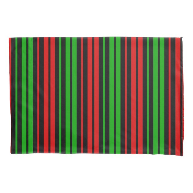 Housse D'oreillers Motif rayures vertes rouges noires   (devant)
