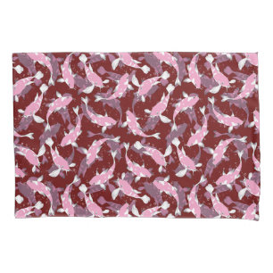 Housse D'oreillers Motif Répétitif Rouge Et Rose   Motif De Poisson K