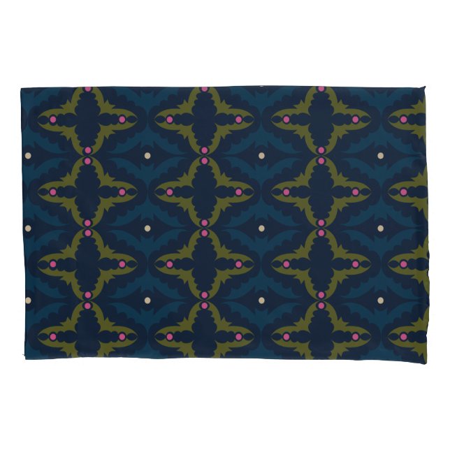 Housse D'oreillers Motif Rétro Vintage Deep Blue (devant)